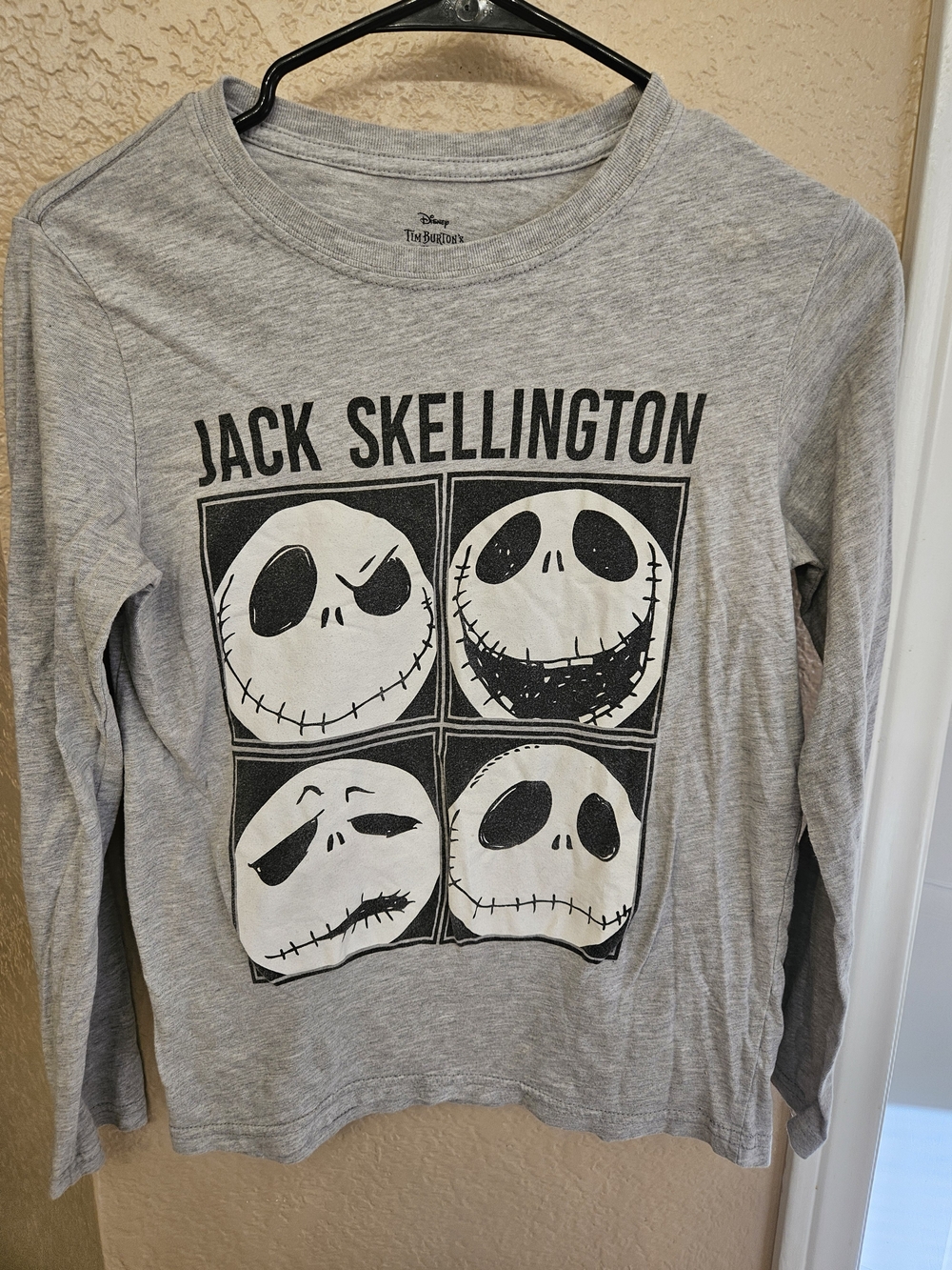 Disney Grey Jack Skellington Long-Sleeve Tee Kids "L"